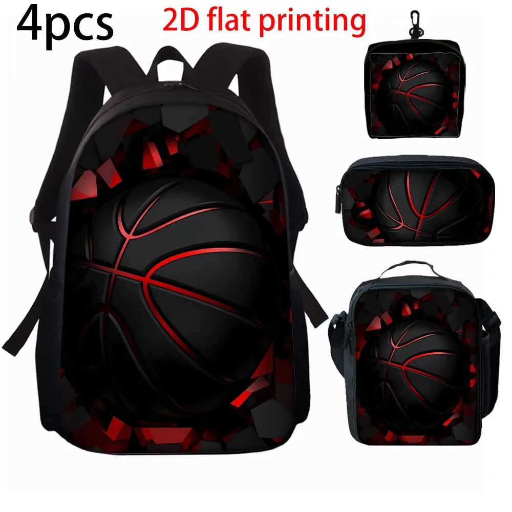 ensemble de sacs à dos graphiques sur le thème du basketball (1/2/3/4/5 pièces) | parfait pour l'école et les déplacements quotidiens