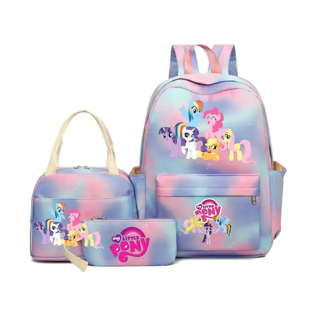 sac à dos my little pony, ensemble de 3 pièces, sac d'école pour étudiants, trousse à crayons, sac à dos de voyage pour adolescents, sac à dos décontracté pour ordinateur portable, mochilas