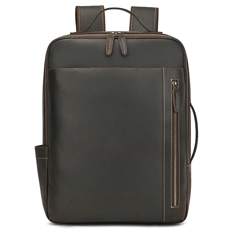 crazy horse – sac à dos en cuir de vache pour hommes, sac pour ordinateur portable, double épaule, sac de voyage de grande capacité, sac à dos quotidien