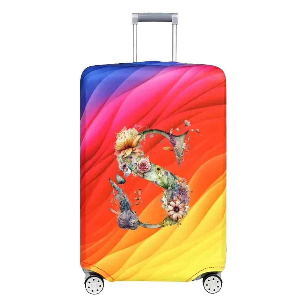 housse de protection extensible pour valise, série florale et lettres, pour valises de 18 à 32 pouces, organisateur de voyage