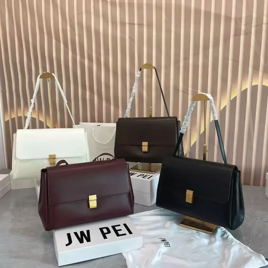Sac à main vintage en cuir véritable 2026JW PEI, sac à bandoulière à rabat avec fermoir pour femme