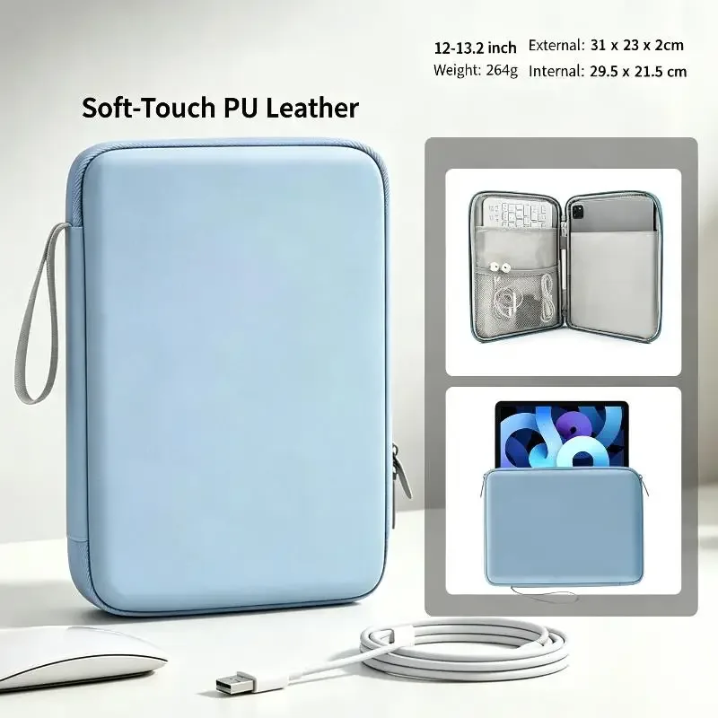 étuis pour tablette de 11/12,9 pouces, sacoche portable pour tablette, pochette de rangement protectrice pour les voyages quotidiens et l'utilisation au bureau