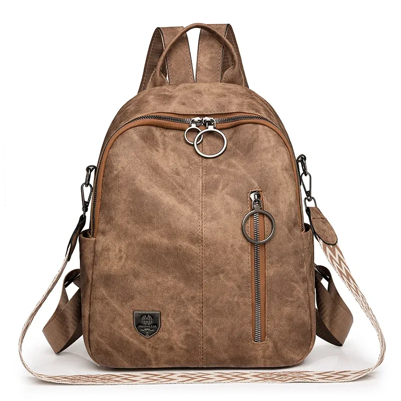 sac à dos rétro en cuir souple pour femme, grande capacité, polyvalent, voyage, livre, nouvelle mode, 2024