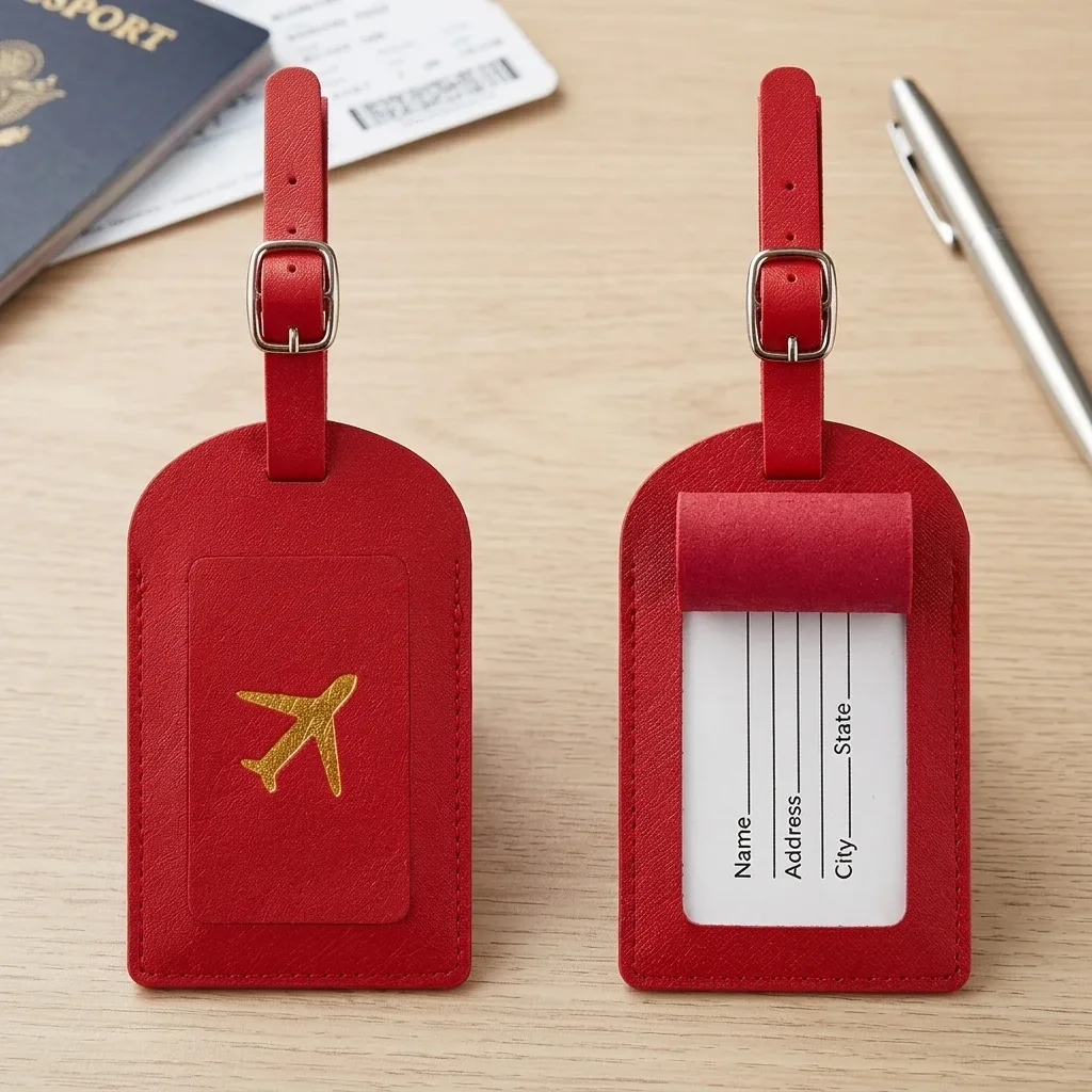 ensemble porte-passeport et étiquette de bagage en cuir pu avec blocage rfid, organiseur de documents de voyage pour les voyages d'affaires et de vacances