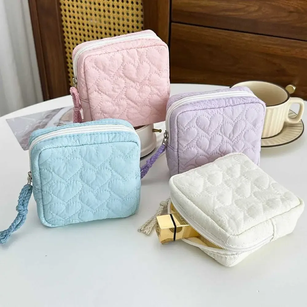 sac cosmétique portable à fermeture éclair, compact, en tissu doux, pochette de voyage pour articles de toilet
