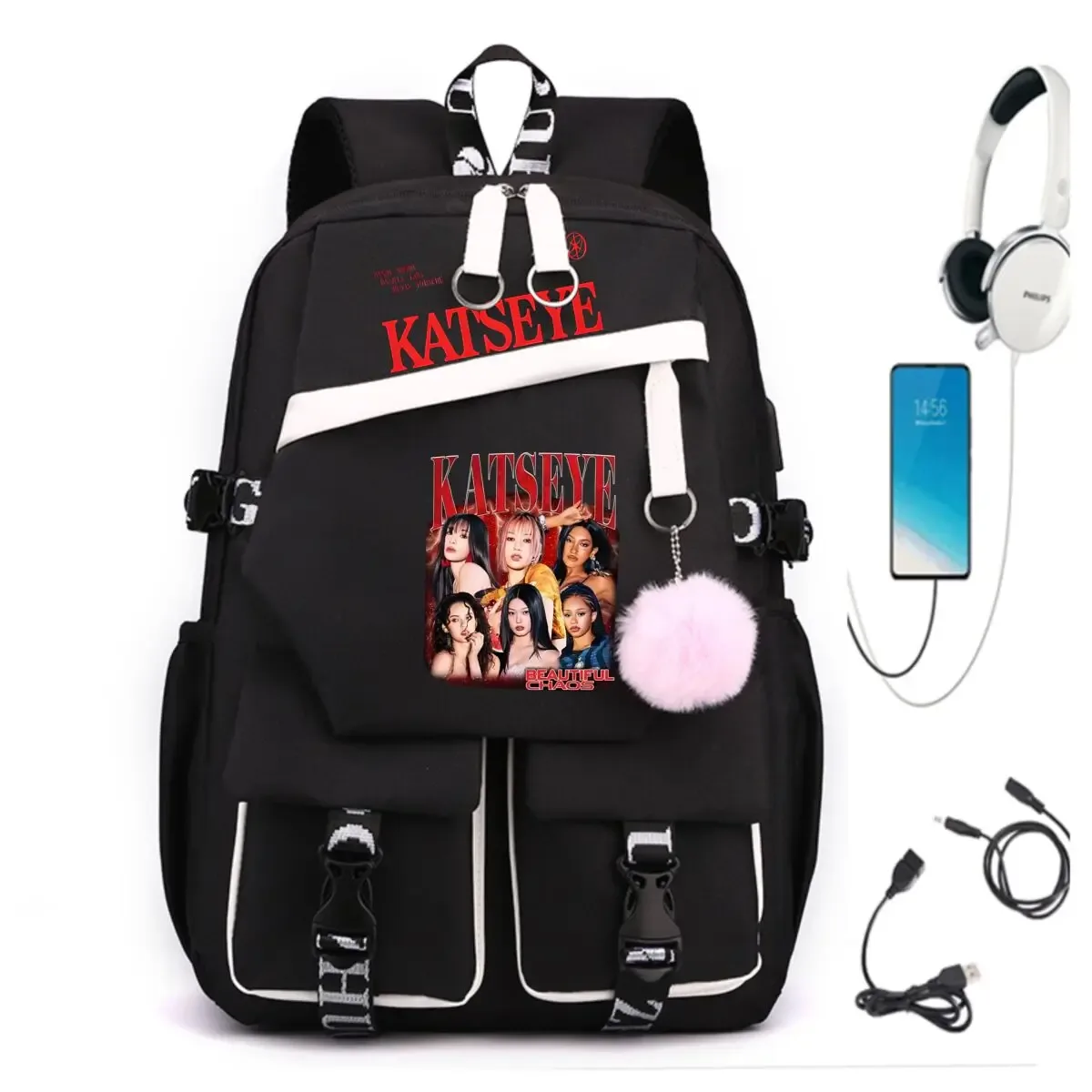 sacs d'école y2k katseye pour adolescentes, style coréen ulzzang, cadeau de rentrée scolaire, sac à dos pour étudiantes, sac de voyage imprimé kpop girls group