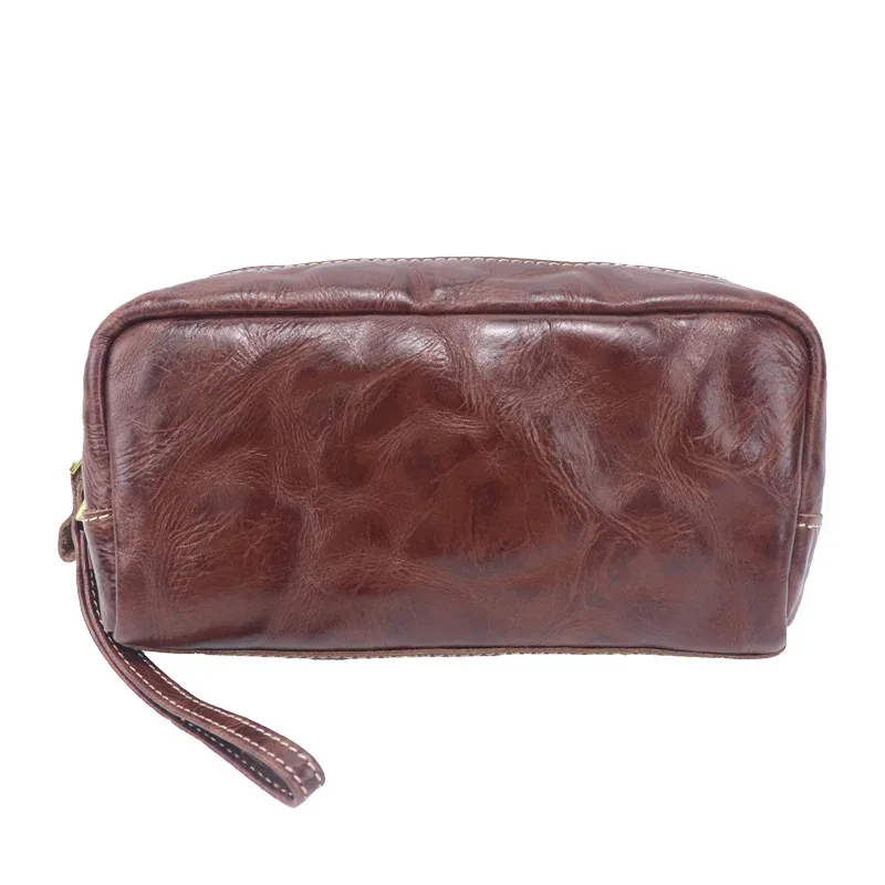 sac de voyage en cuir véritable pour homme, trousse de toilette en cuir tanné végétal, grande capacité pour voyages d'affaires