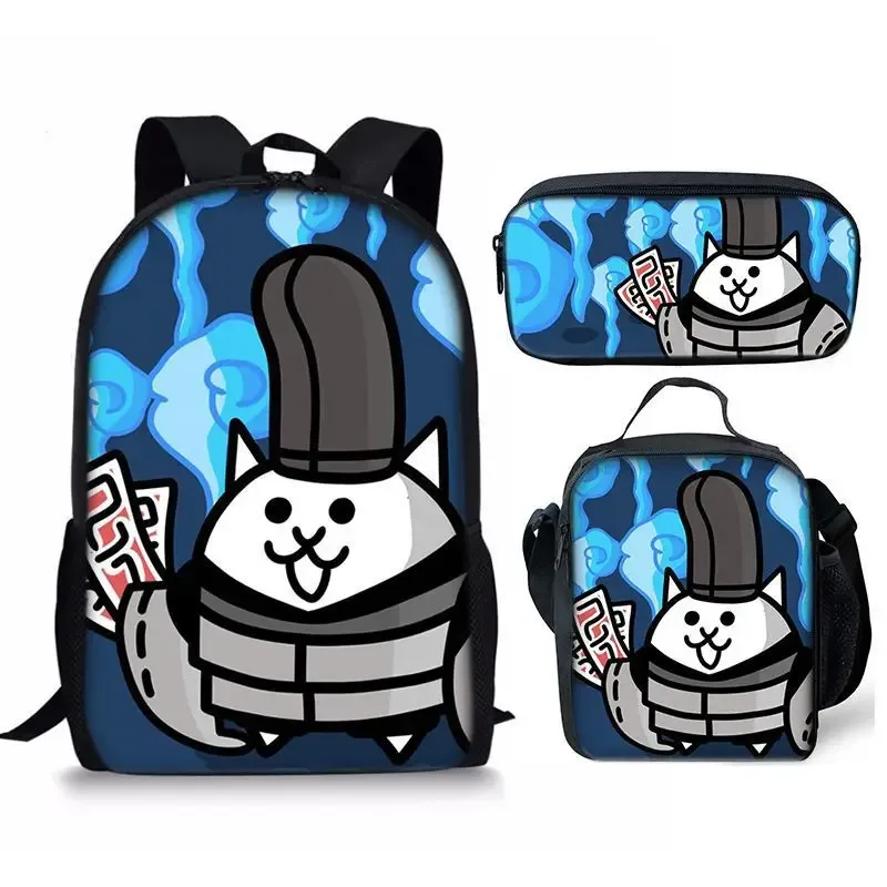 the battle cats – ensemble de trois pièces, sac à dos pour étudiant, sac à stylos, sac de repas, ensemble de trois pièces