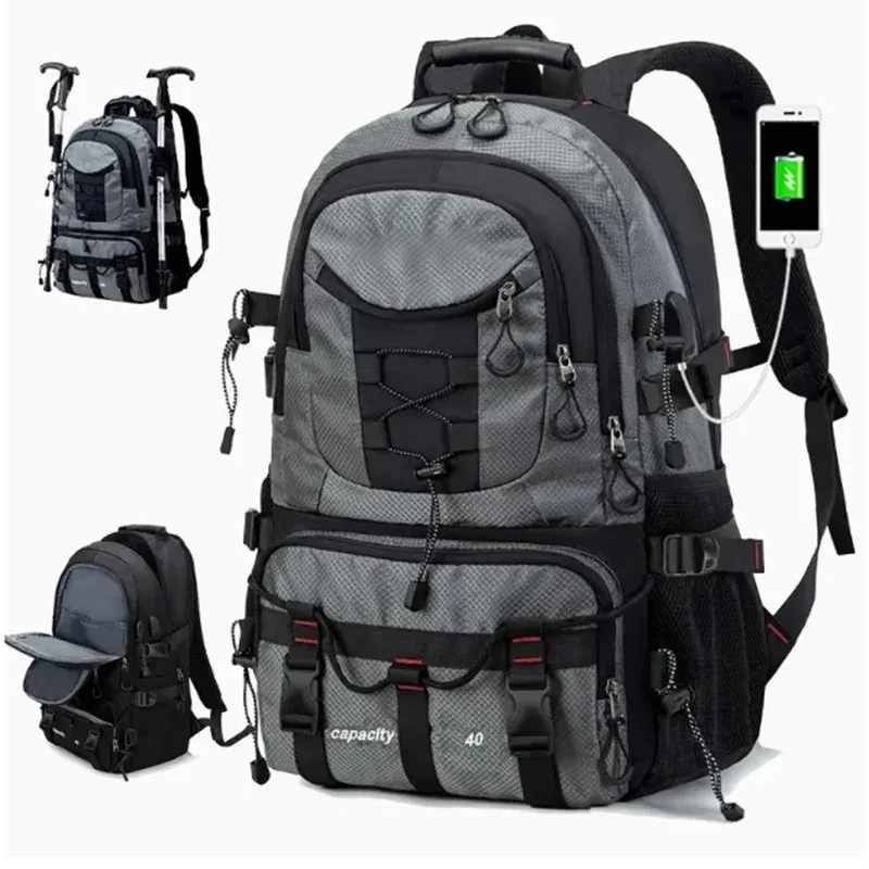 sac à dos de grande capacité, sac professionnel pour la randonnée et l'alpinisme, sac de voyage léger et imperméable, interface usb