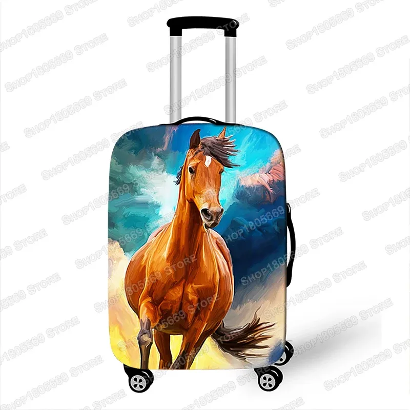 juste de bagage imprimée animal et cheval, housses de valise à roulettes élastiques, anti-poussière, accessoires de voyage mignons