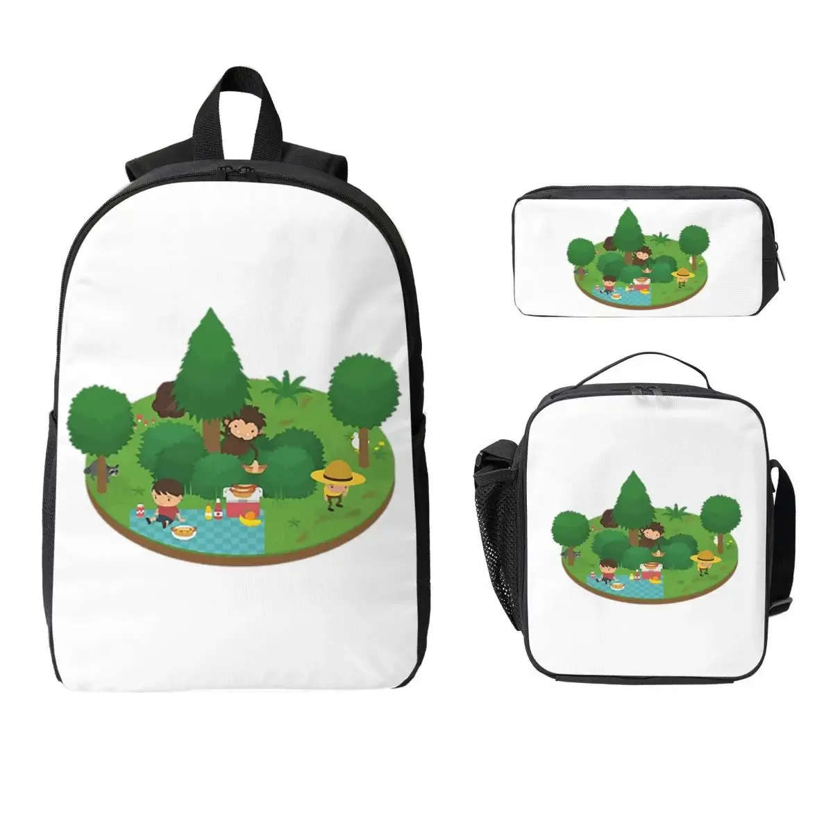 sneaky sasquatch affiche sac à dos étudiant garçons filles bookbag sac d'école ordinateur portable sacs à bandoulière 3ps sac à déjeuner isolé trousse à crayons