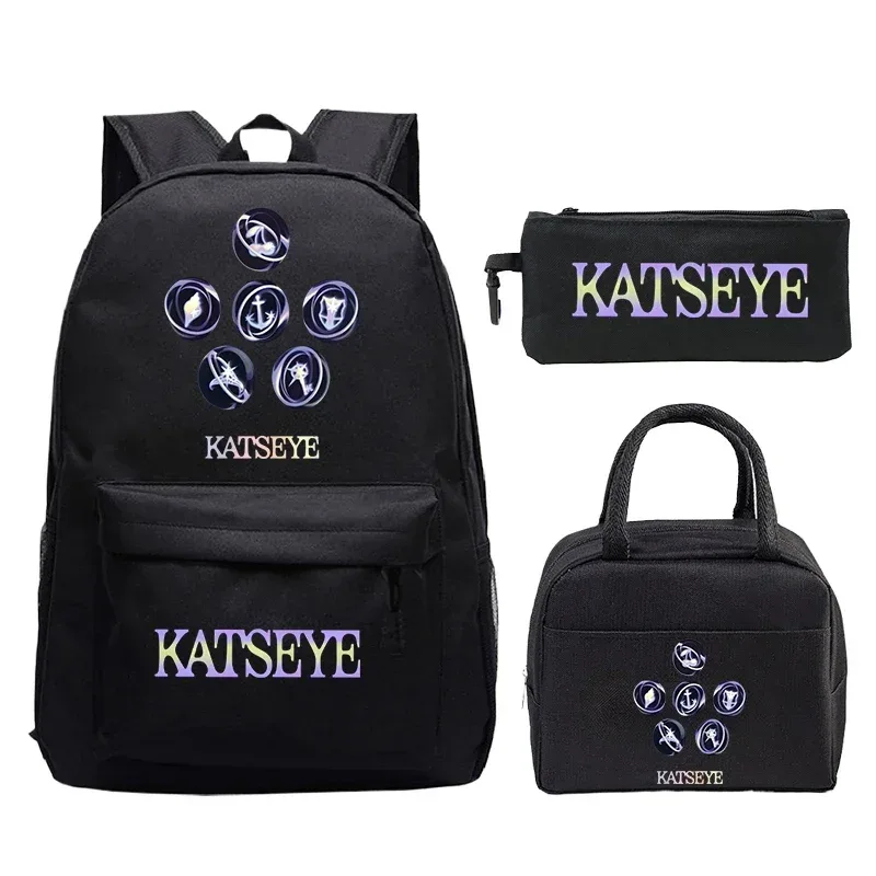 ensemble de sacs à dos katseye pour filles, sac à dos pour étudiants avec sac à déjeuner, trousse à crayons, sacs d'école, cadeaux pour enfants, mochila