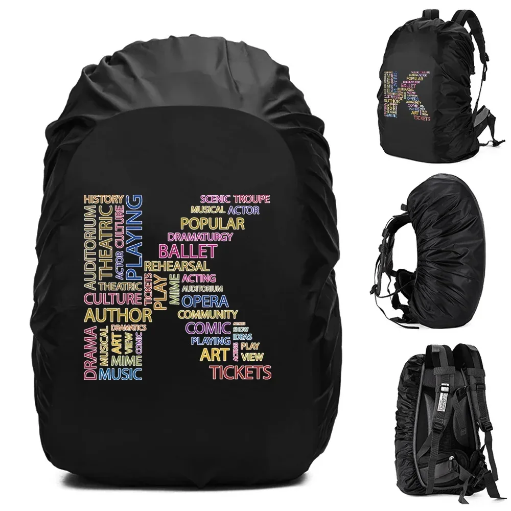 sac à dos imperméable pour homme, housse de pluie, camping en plein air, randonnée, escalade, sac à dos anti-poussière, texte imprimé, 20-70 l