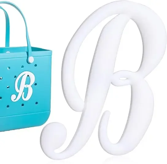 1pc lettre décorative pour sac à main, lettres de l'alphabet de couleur blanche accessoires de décoration lettres de l'alphabet 3d pour sac fourre-tout de plage