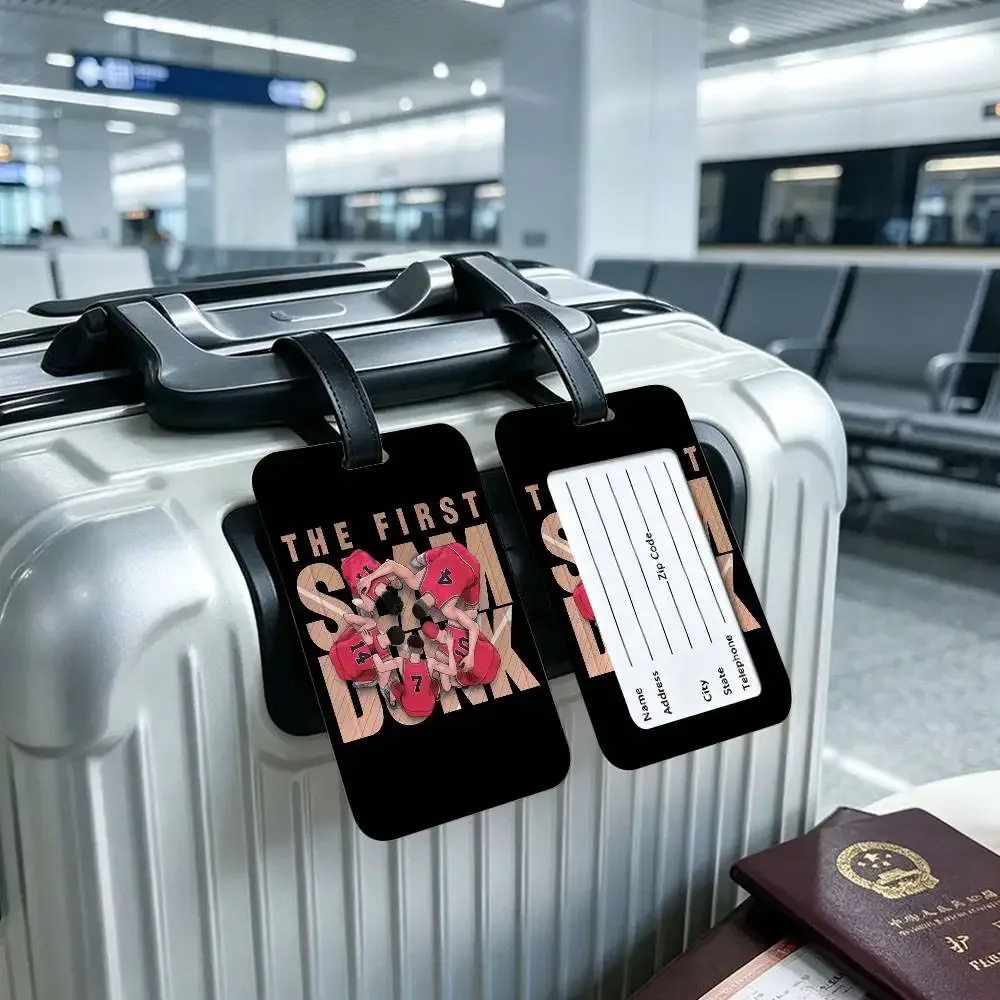 étiquette de bagage en pvc anti-perte avec motif de dessin animé japonais s-slams d-dunk, étui de protection imperméable pour carte d'information, pour valise et sac à main