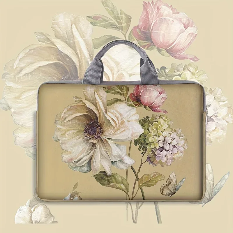 ensemble 1 pièce, sac pour ordinateur portable à motif floral, mallette, adapté aux ordinateurs portables de 14 pouces, sac pour ordinateur portable fixe