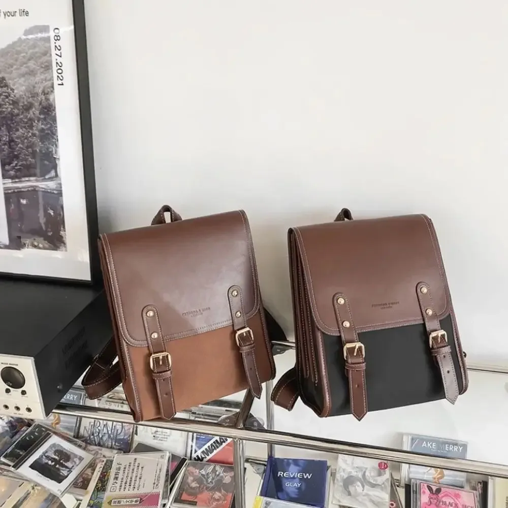 sac à dos japonais simple en cuir pu, style preppy, sacs à dos pour ordinateur portable de grande capacité, sacs de voyage