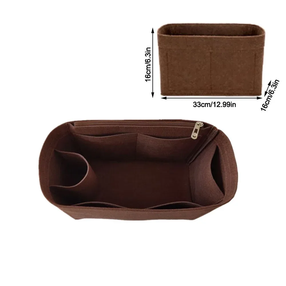 sac d'insertion en feutre multi-poches avec fermeture éclair, organisateur de sac à main grande capacité, sac intérieur pour lv speedy25/30/35/gentlewoman