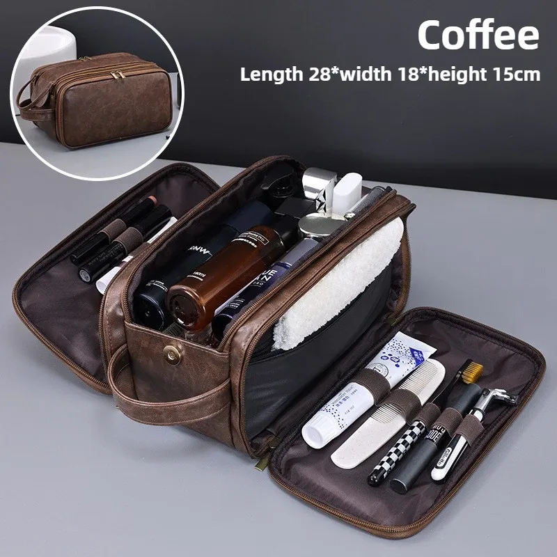 trousse de toilette multi-poches en pu pour femmes et hommes, sacs de voyage essentiels, sacs de maquillage, sac suspendu étanche, sac de rangement pour cosmétiques et articles de toilette