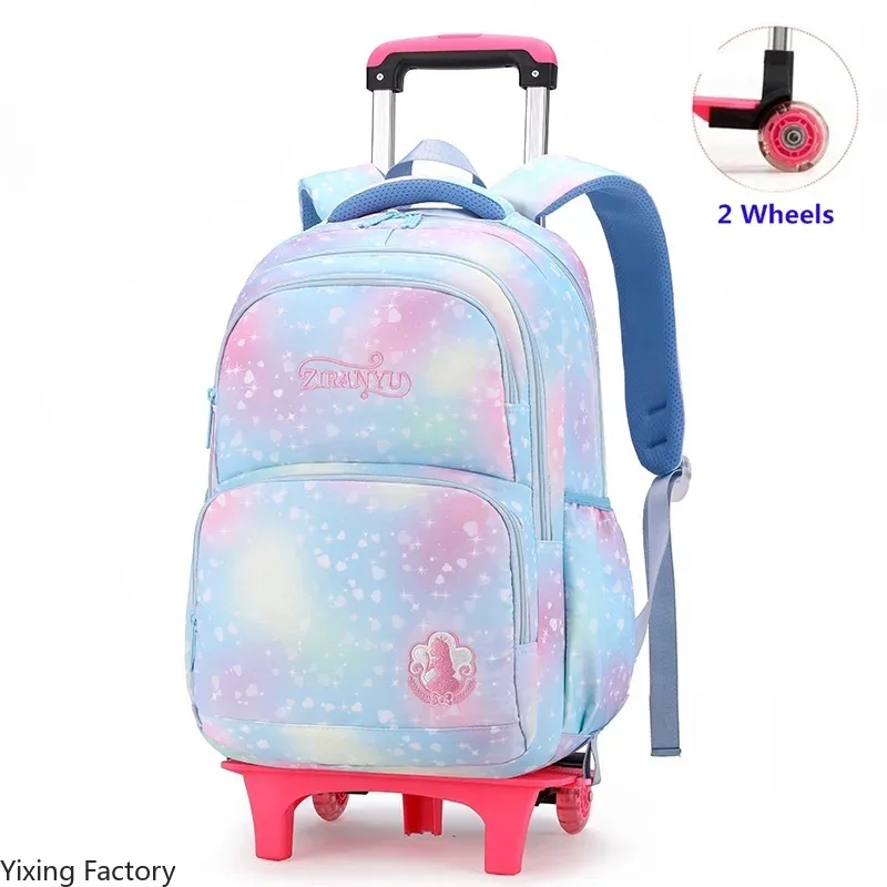 ensemble de sac à dos scolaire à roulettes pour enfants, sacs pour étudiants, sac à roulettes pour filles, cartable mignon, sac à dos à roulettes pour enfant