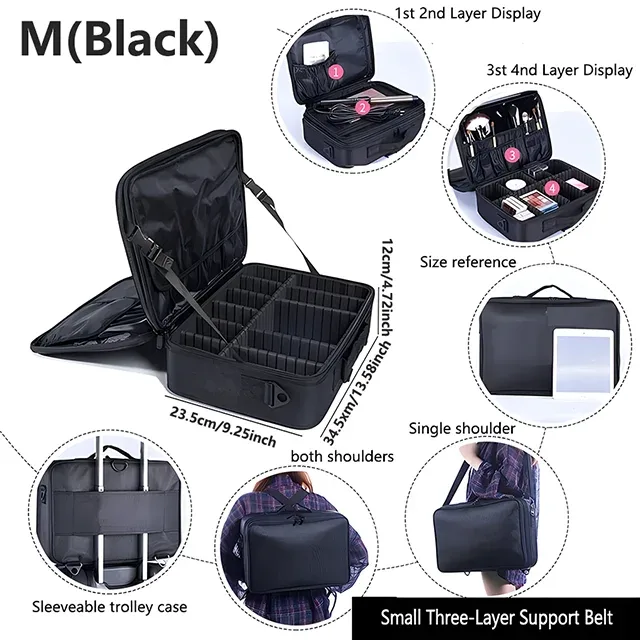 trousse à cosmétiques de grande capacité, boîte à outils de maquillage de manucure étanche, trousse de maquillage pour voyage, nouvelle trousse de maquillage professionnelle pour outils de tatouage