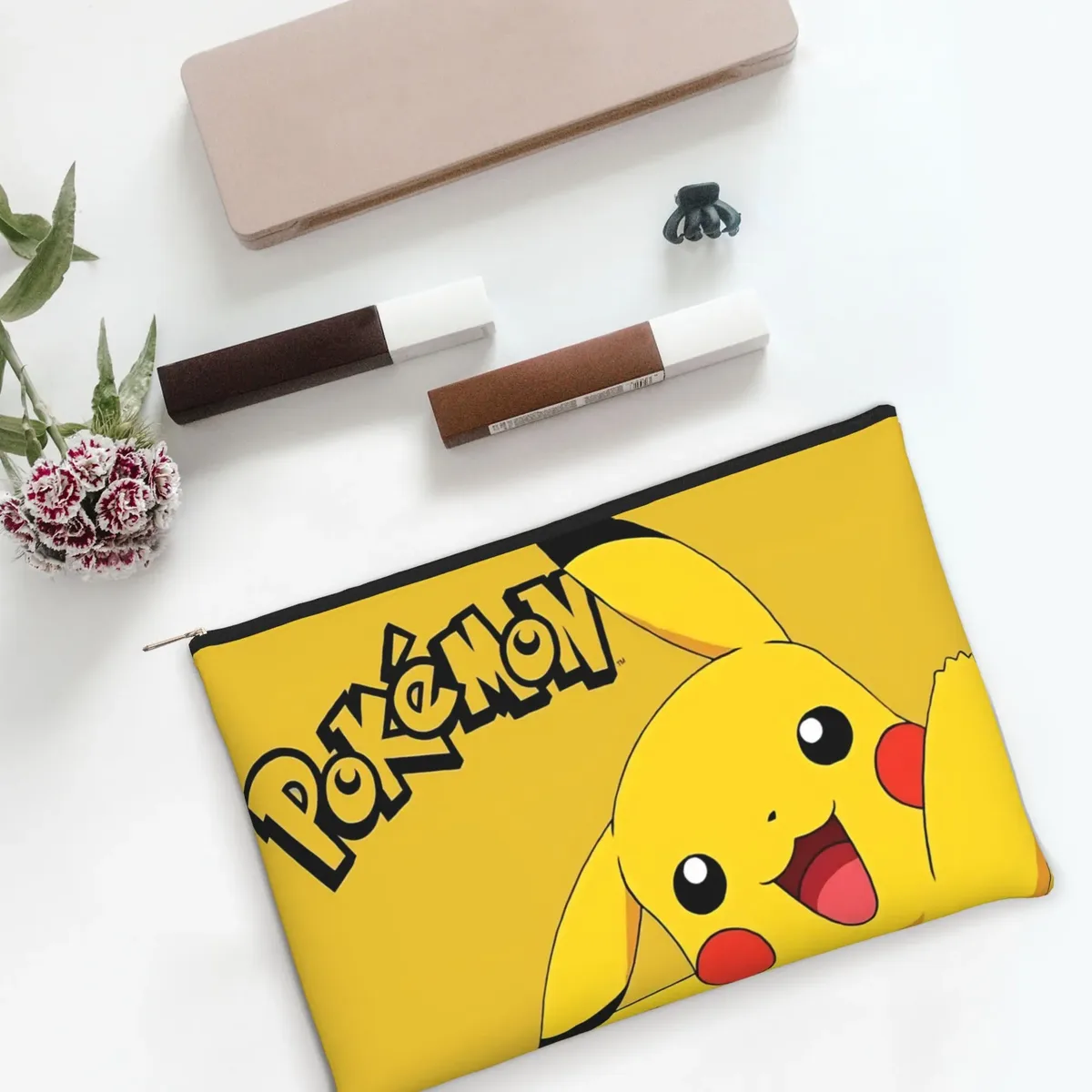 sac de voyage élégant et mignon pokemon pikachu, trousse de maquillage, trousse de toilette avec fermeture éclair, pochette cosmétique de voyage