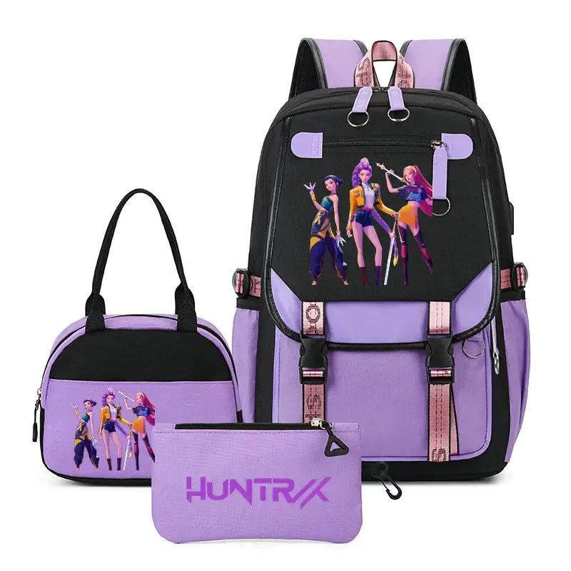 sacs à dos imprimés kpop demon hunters pour adolescentes, sacs à bandoulière, trousse à crayons, ensemble de sacs d'école pour étudiants, mochila de voyage