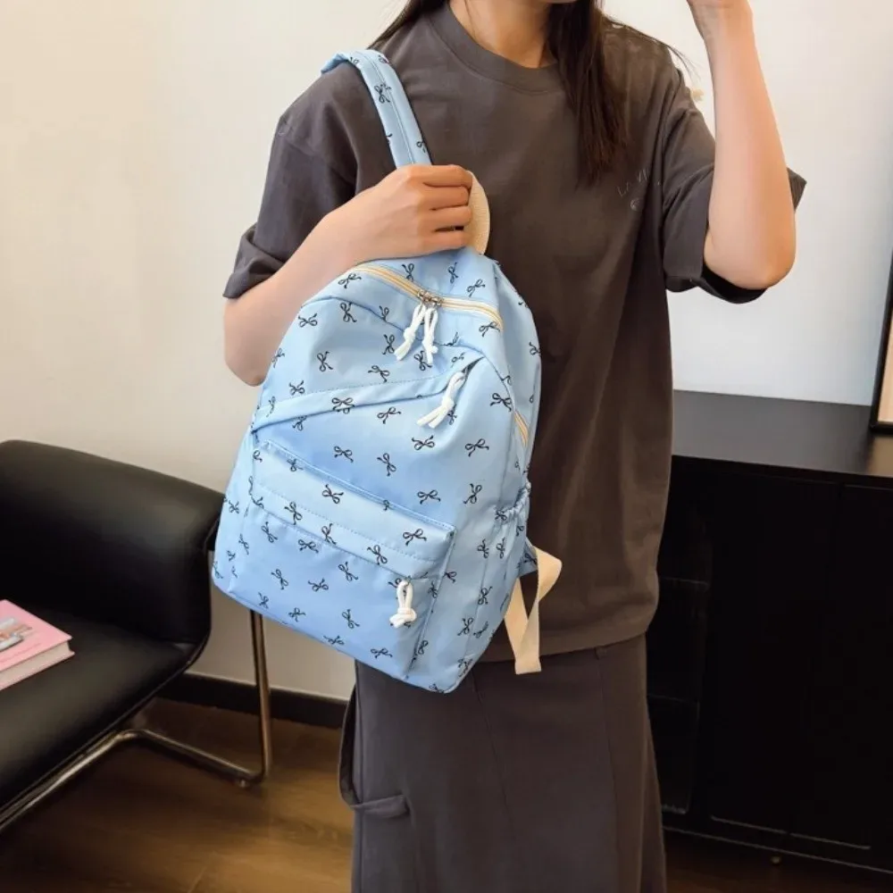 Sac à dos en toile avec nœud, bretelles réglables, grande capacité, sac d'école pour étudiants, sac de rangement, sac à bandoulière de style japonais pour adolescents