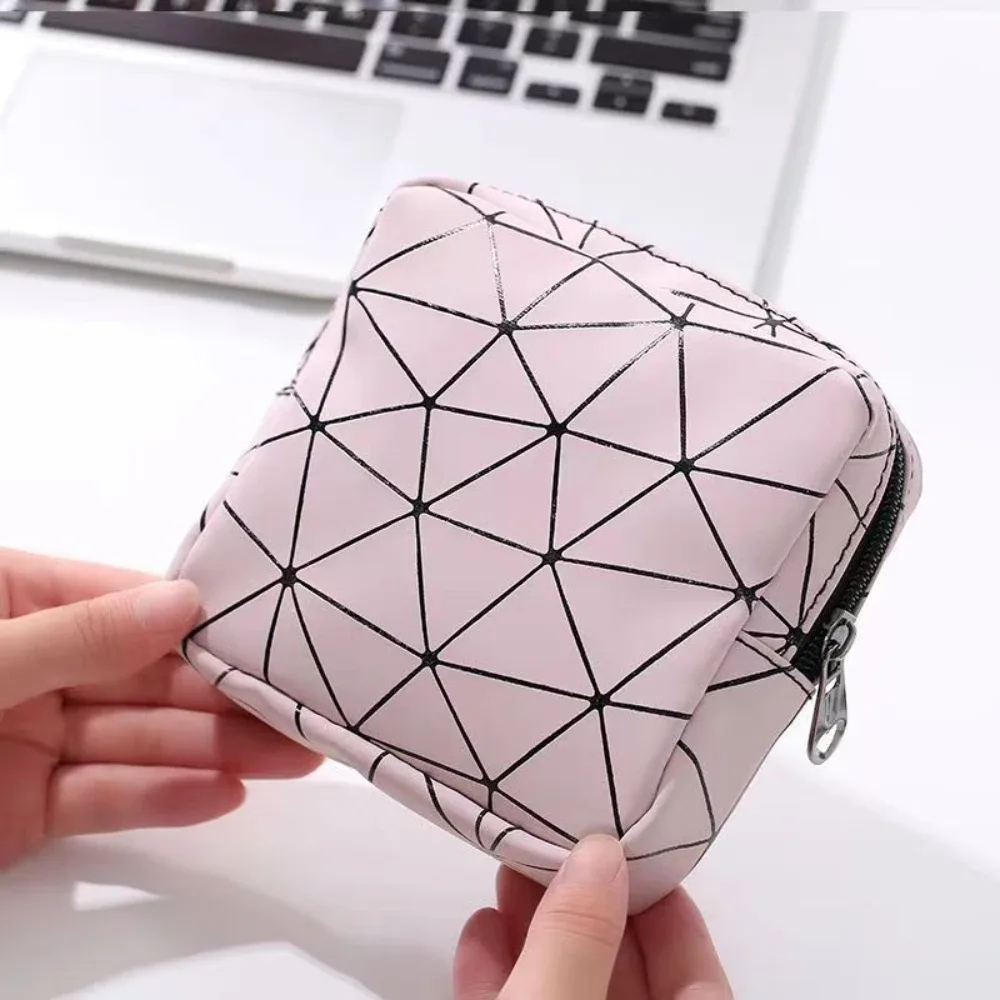 sac de rangement pour serviettes hygiéniques, sac d'époque féminin étanche en cuir avec fermeture éclair pour adolescentes femmes, petite poudre de maquillage, portefeuille