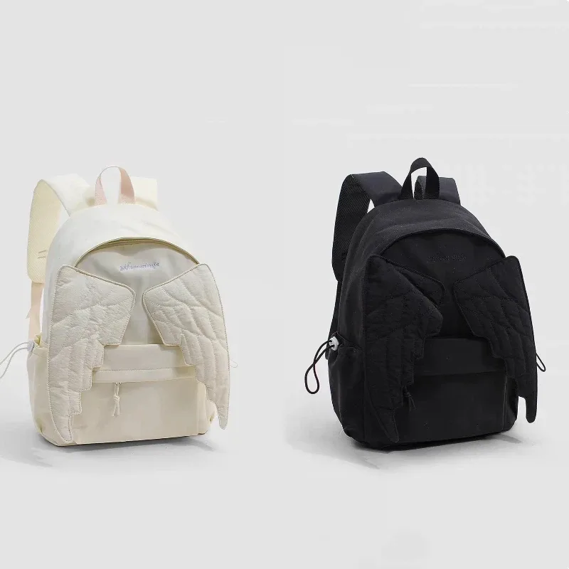 sac à dos ailes d'ange de marque pour filles, niche douce et polyvalente, en toile, nouveau sac de voyage tendance y2k avec pompon, grande capacité