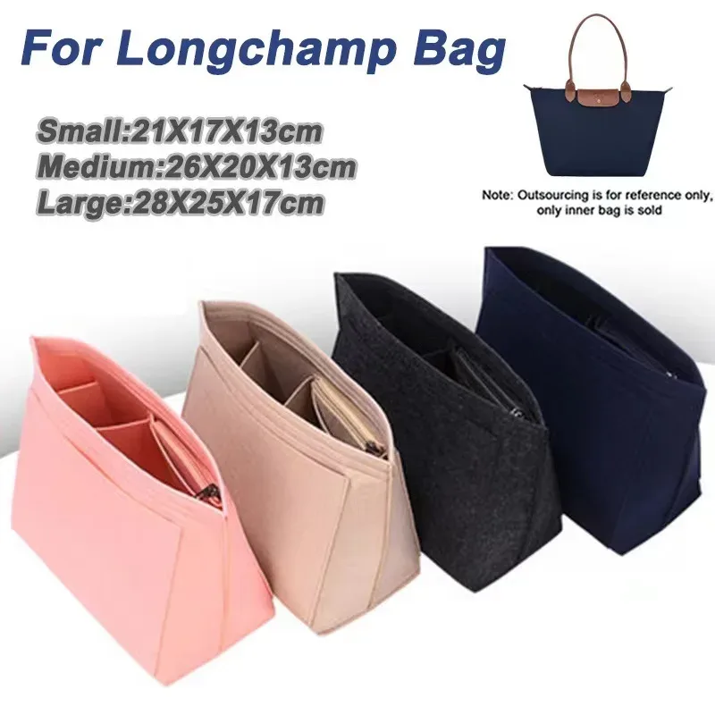 sac à insérer en feutre adapté au sac à main longchamp, sac de doublure en tissu feutré, sac de maquillage, support de voyage, organisateur de sac à main portable
