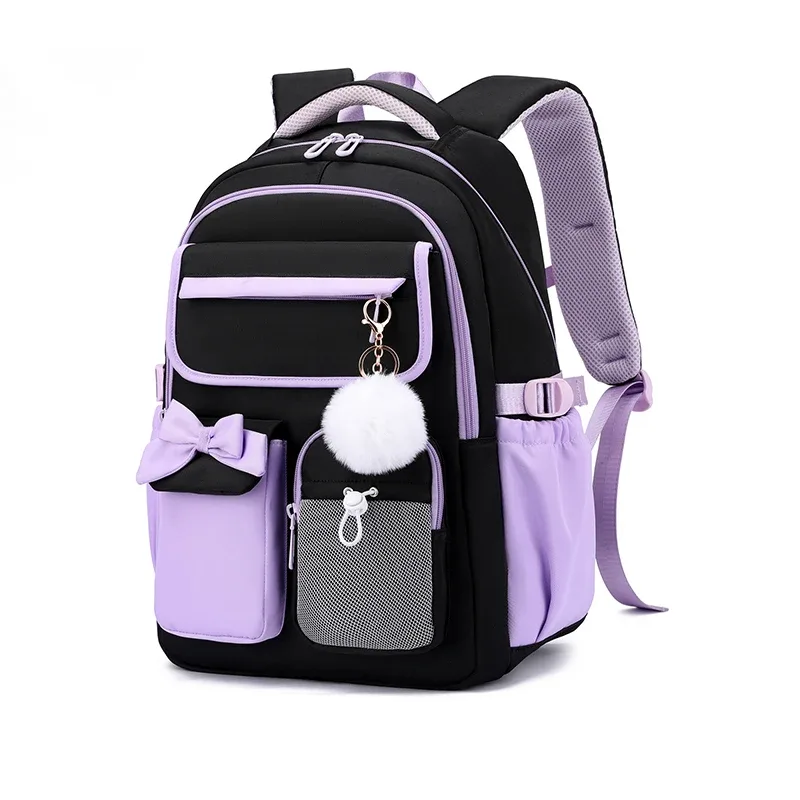 nouveau sac à dos scolaire en nylon grande capacité 2026 pour filles, sac à dos tendance avec nœud et couleurs bonbon, sac à livres pour adolescentes, sac à dos de voyage