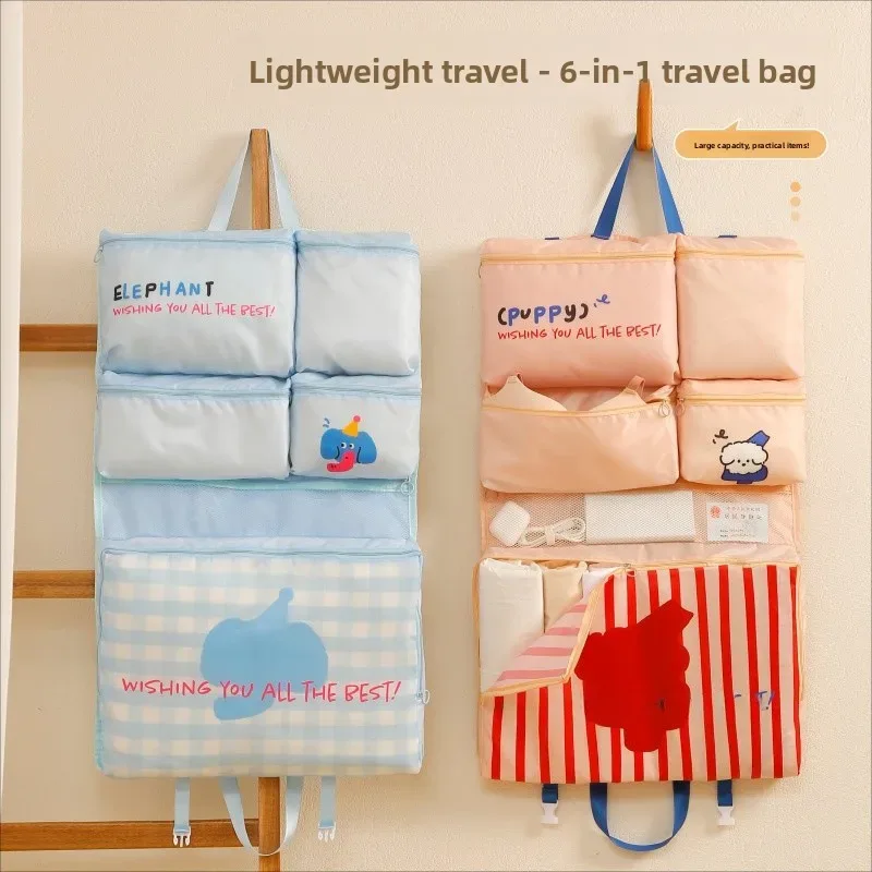 sac de rangement pour vêtements grande capacité, organisateur de voyage suspendu, motif dessin animé mignon, pour armoire, chaussures, sous-vêtements et soutiens-gorge