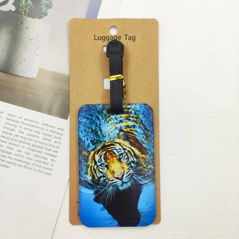 lion tigre étiquette de bagage voyage abs étiquette de bagage impression animale valise id porte-adresse bagages embarquement billet portable