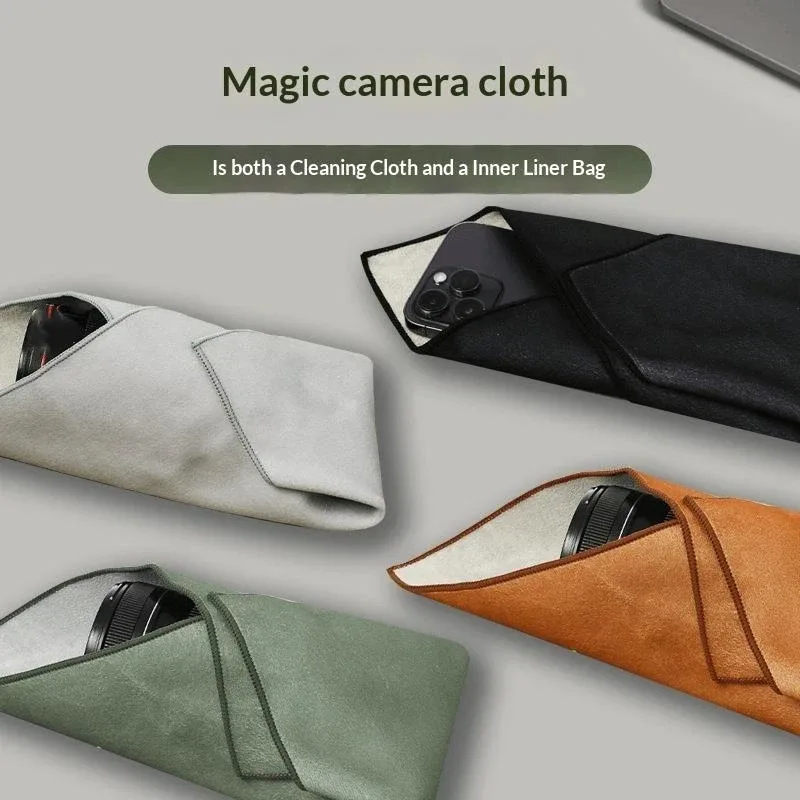 sac de rangement pour appareil photo en tissu pliable auto-adhésif, tissu d'emballage en peluche, enveloppe de protection pour appareil photo, anti-rayures