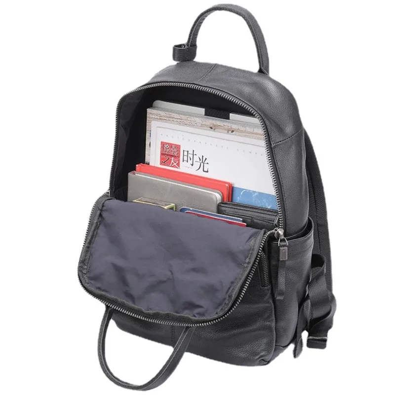 sac à dos en cuir de vachette naturel pour homme, sac à main simple, grand sac d'affaires décontracté, sac d'ordinateur pour ordinateur portable de 15.6 pouces, 150