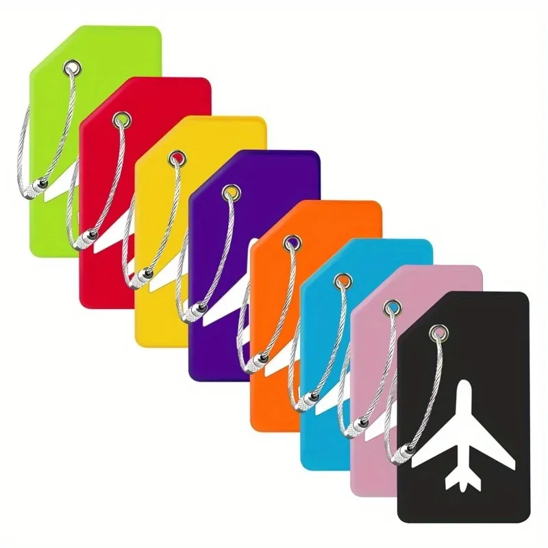 étiquettes de bagages en silicone avec anneaux suspendus en acier inoxydable, souples, pliables, style décontracté, adaptées aux voyages et aux vacances, 1 pièce