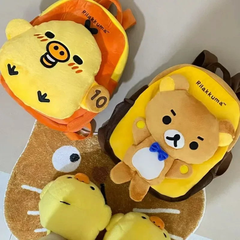 sac à dos en peluche kawaii rilakkuma, sac d'école de grande capacité pour étudiants, sac d'école en peluche pour adolescentes, cadeau de voyage