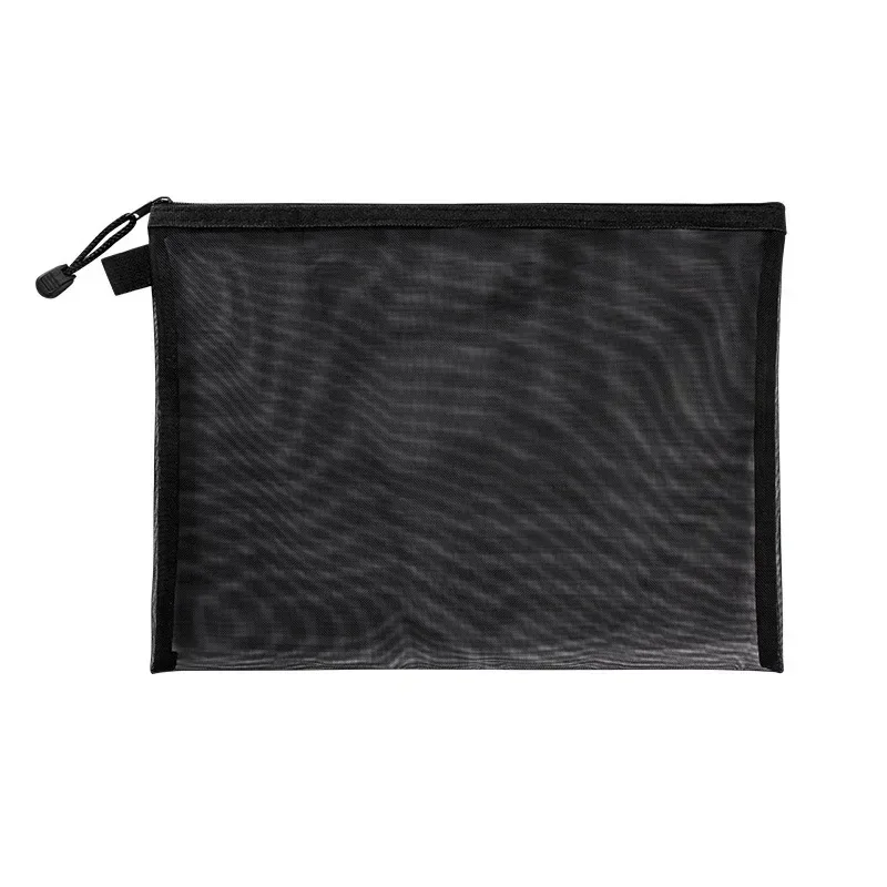 sacs de voyage en maille de nylon à fermeture éclair pour cosmétiques, trousses de maquillage, trousse à crayons, poudres à fermeture éclair, fournitures scolaires et de bureau, 1pc