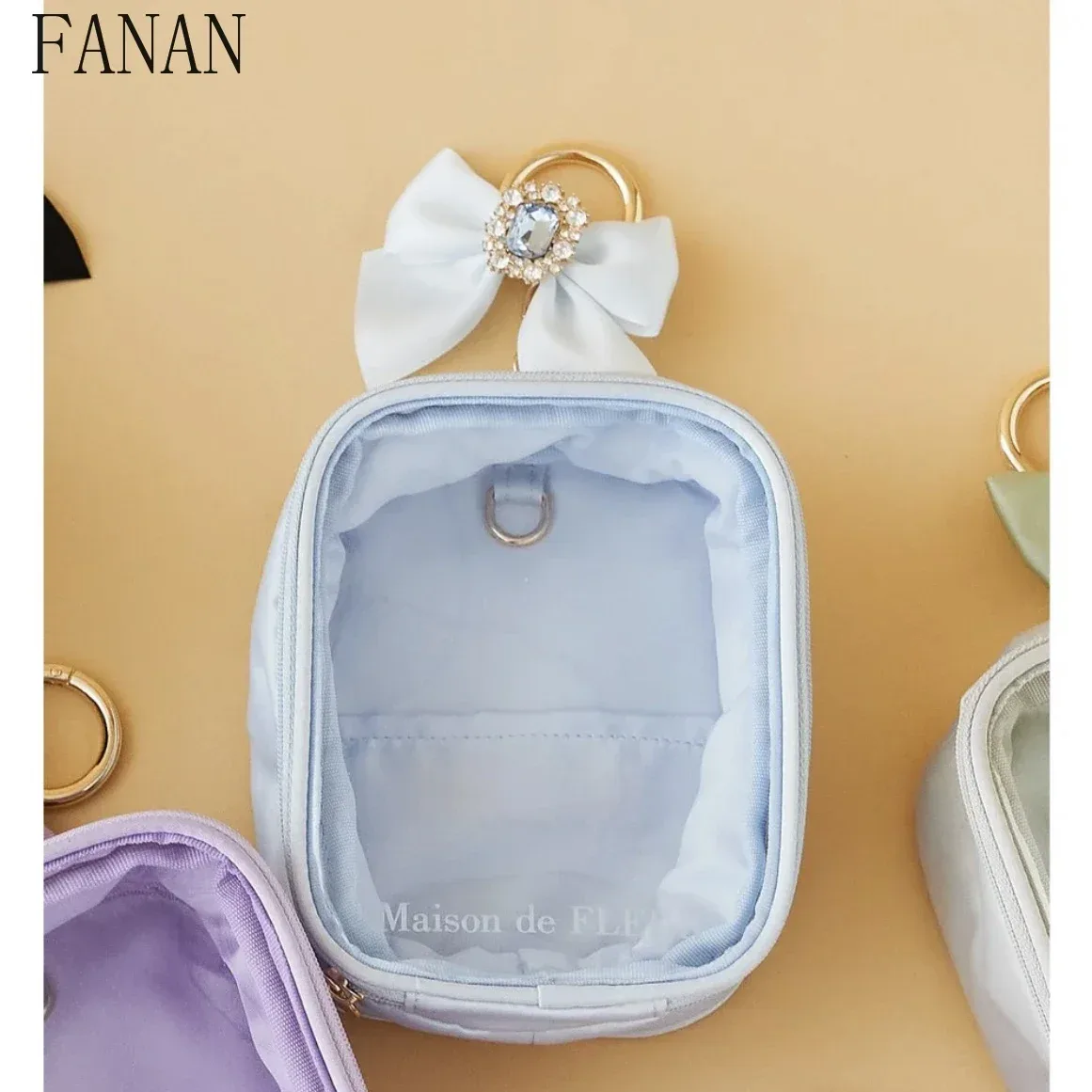 trousse de maquillage estivale pour femme, style japonais doux et mignon, fermeture éclair, nouveauté 2025, sacs de rangement suspendus macaron pour femmes
