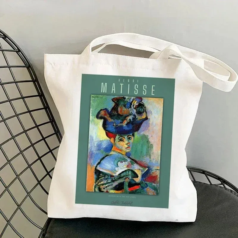 sac fourre-tout en toile artistique matisse the pink studio, durable, écologique, pour le travail, l'école, les courses, les trajets quotidiens, le yoga, sac à main à bandoulière