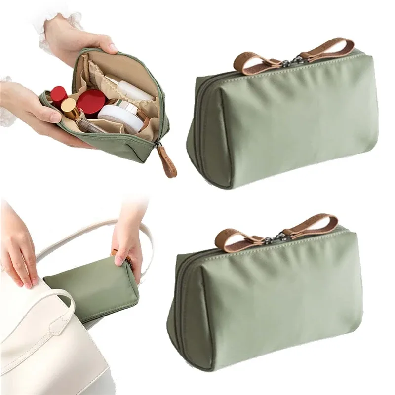 trousse de maquillage grande capacité compartimentée, plusieurs couleurs, pochette de rangement de voyage pour cosmétiques avec compartiment à rouge à lèvres, fermeture éclair, sac à main