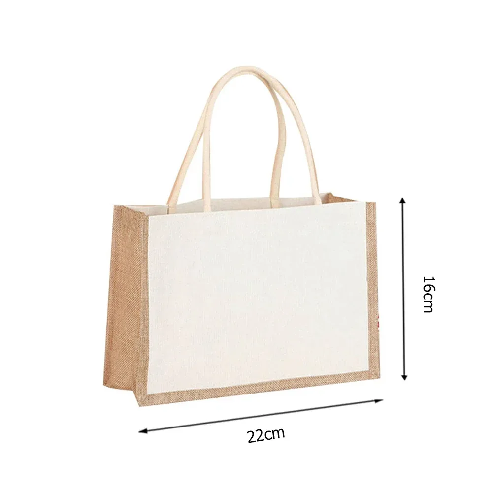 sac fourre-tout en toile de jute grande capacité pour femme, simple et décontracté, pour courses et voyages, réutilisable