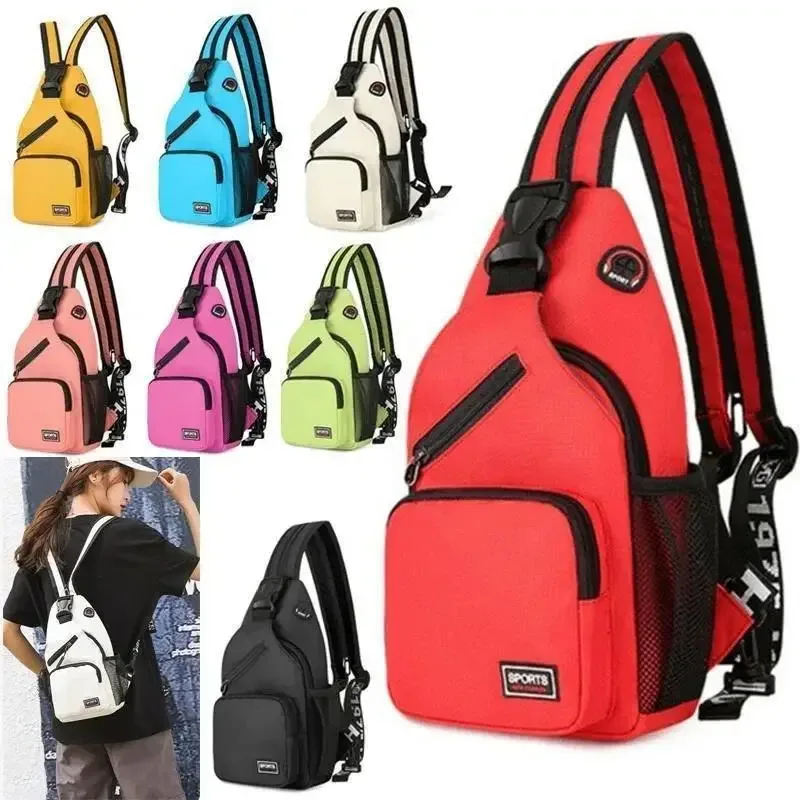 sacs de poitrine pour femmes, sac à dos réglable et sac à bandoulière simple avec trou pour écouteurs, petit sac messager de sport de voyage oxford pour filles