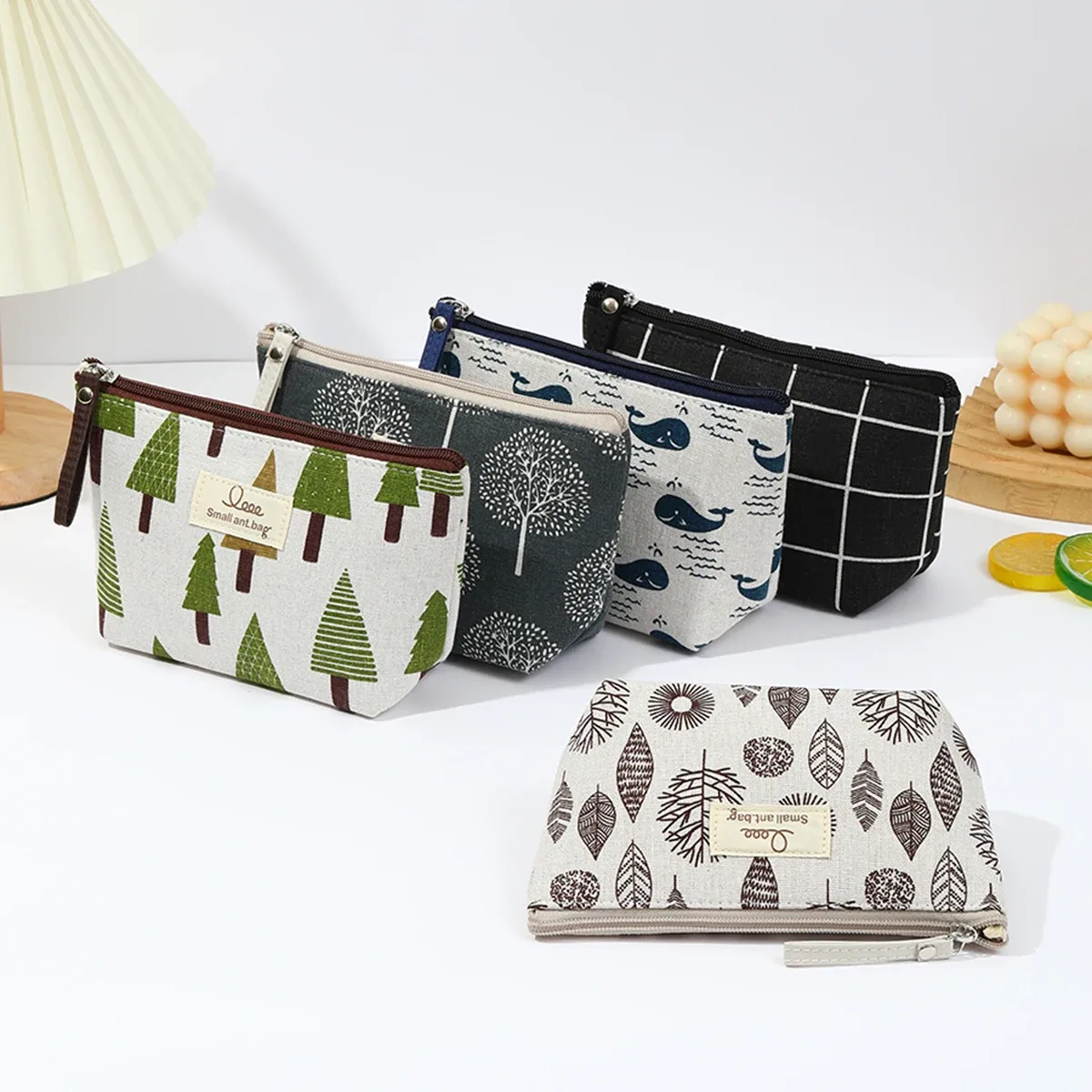 sac de maquillage en toile japonais et coréen, simple et portable, sac de rangement de voyage, trousse de toilette multifonctionnelle, trousse à crayons pour étudiants
