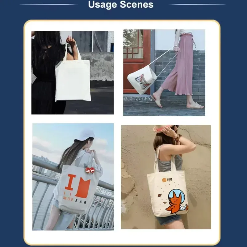 20/50/100 pièces en vrac en gros personnalisé toile sac fourre-tout logo image épaule coton lettre femmes shopping sacs à bandoulière