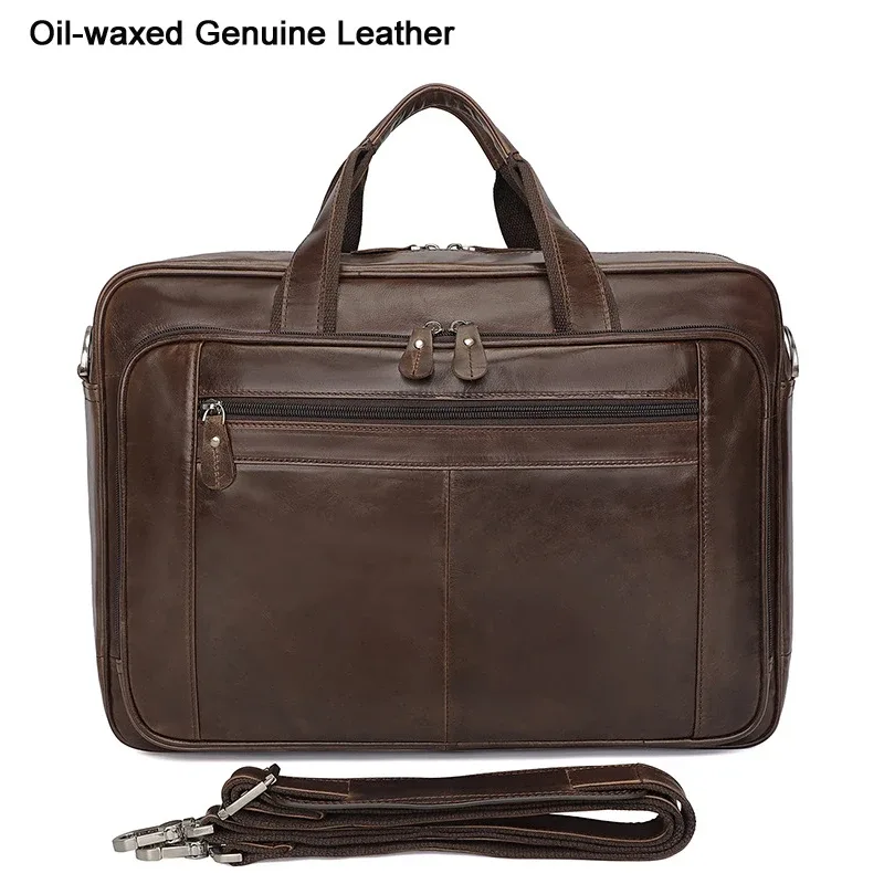 sac d'affaires pour homme en cuir véritable de haute qualité, sac pour ordinateur portable de 17 pouces en cuir crazy horse, porte-documents masculin pour bureau.