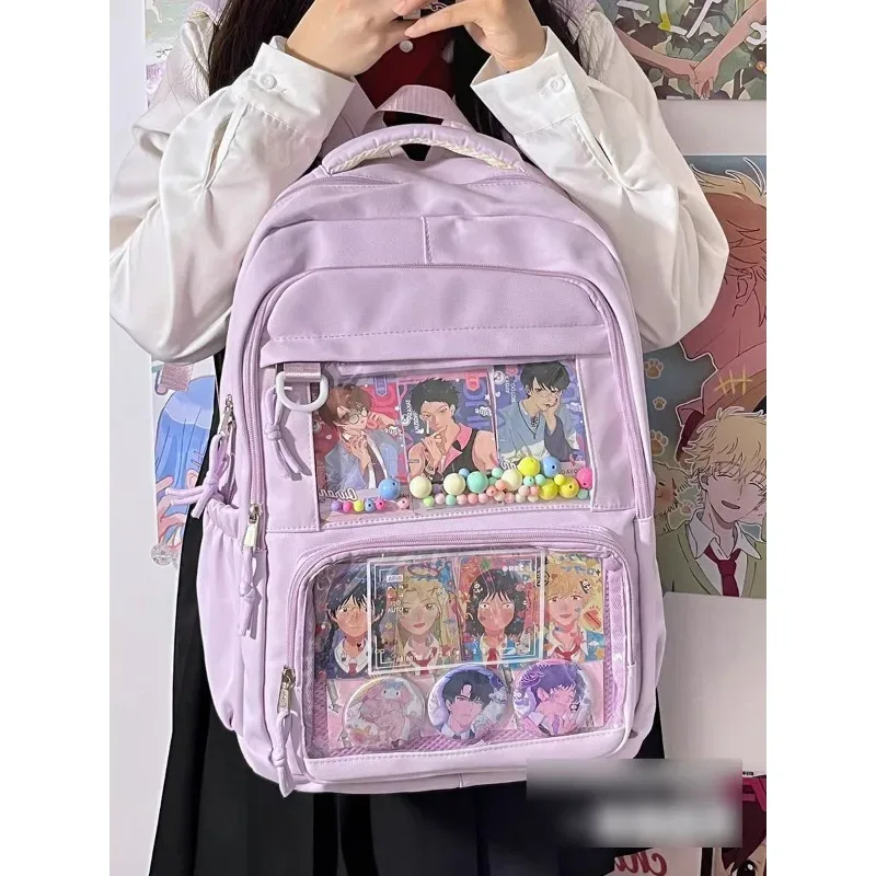 sac à dos de grande capacité pour femmes, style collège simple japonais, cartable d'étudiant, sac à dos d'ordinateur, sac ita pour fille douce et mignonne