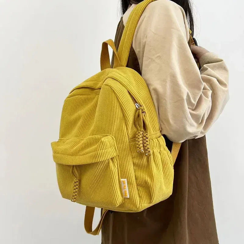 sac à dos en velours rayé pour femmes, petit sac à dos de voyage en velours côtelé pour étudiantes, nouvelle mode 2025