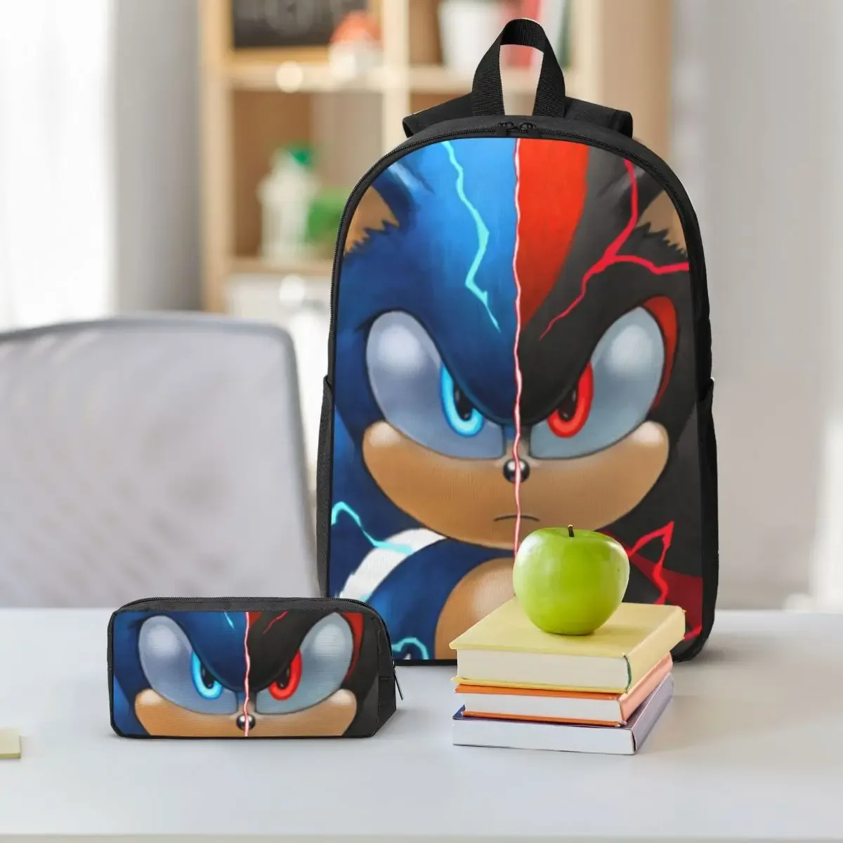 sac à dos sonic shadow pour garçons et filles, sac d'école, sacs à bandoulière pour ordinateur, sac à déjeuner isotherme 3ps, trousse à crayons